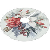 Kerst Witte Rode Bloemen Feestdagen Elegant Kerstboom Rok (Gekanteld)
