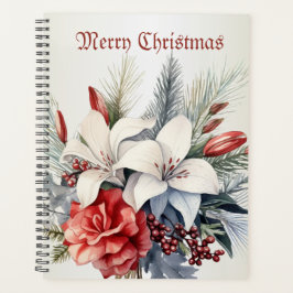 Kerst Witte Rode Bloemen Feestdagen Elegant Planner