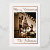 Kerst Witte Roos Goud Eenvoudige Moderne Foto Folie Feestdagenkaart (Voorkant)