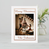 Kerst Witte Roos Goud Eenvoudige Moderne Foto Folie Feestdagenkaart (Staand Voorkant)