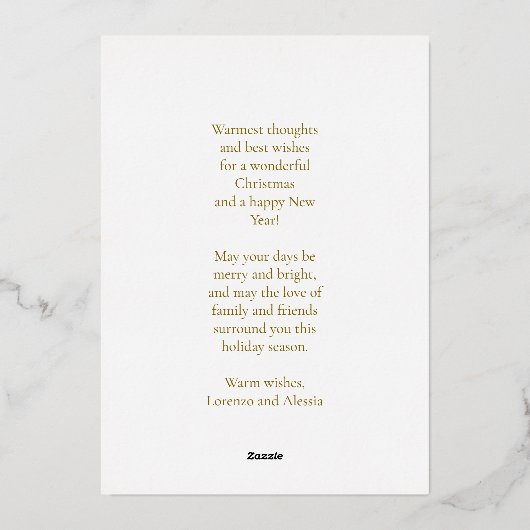 Kerst Witte Roos Goud Eenvoudige Moderne Foto Folie Feestdagenkaart (Achterkant)