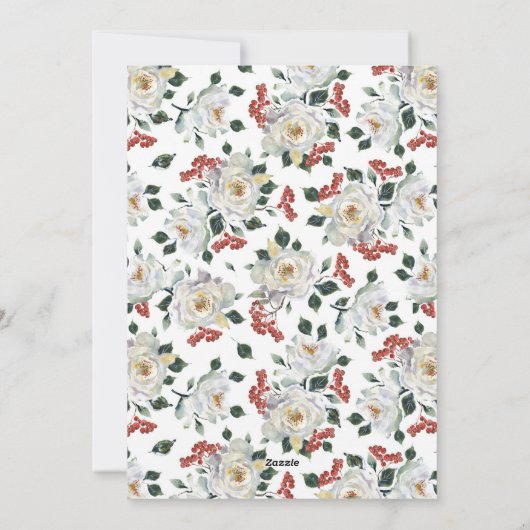 Kerst Witte Rose Bloem Gepersonaliseerd Feestdagenkaart (Achterkant)