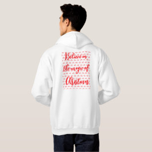Kerst witte sjabloon bedrukt x 2 kanten voor manne hoodie