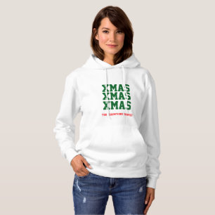 Kerst witte sjabloon bedrukt x 2 kanten vrouwen h hoodie