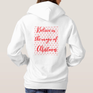Kerst witte sjabloon bedrukt x 2 kanten vrouwen hoodie