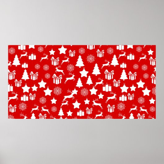Kerst witte sneeuwvlok op abstracte rode achtergro poster (Voorkant)