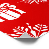 Kerst witte sneeuwvlok op abstracte rode achtergro poster (Hoek)