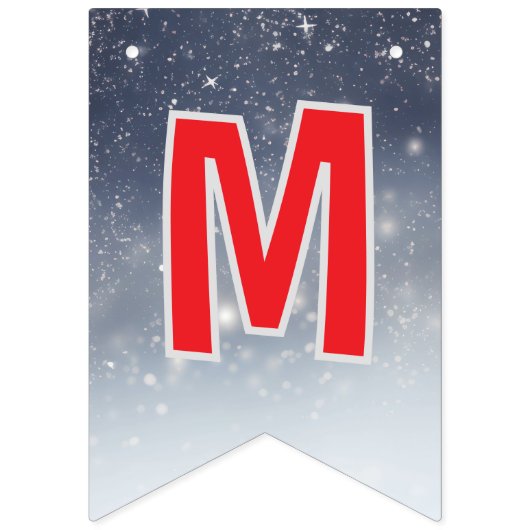 Kerst Witte Sneeuwvlokken Vlaggetjes (Tweede vlag)