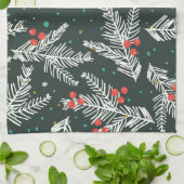 Kerst witte spar takken en maretak theedoek (Gevouwen)