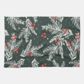 Kerst witte spar takken en maretak theedoek (Horizontaal)