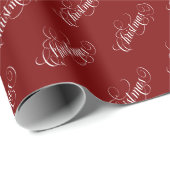 Kerst Witte Typografie Patroon Rood Cadeaupapier (Rol Hoek)