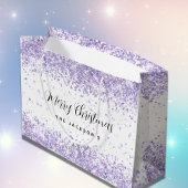 Kerst witte violette glitters naam groot cadeauzakje