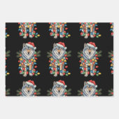 Kerst Wolf Sinterklaashoed Kerstverlichting Dieren Inpakpapier Vel (Voorkant)