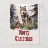Kerst Wolf Waterverf Briefkaart (Voorkant)