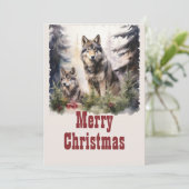 Kerst Wolf Waterverf Feestdagenkaart (Staand voorkant)