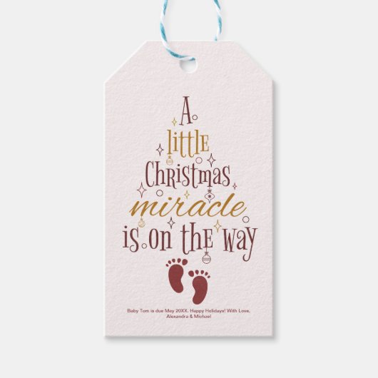 Kerst wonder zwangerschap aankondiging cadeaulabel (Voorkant)