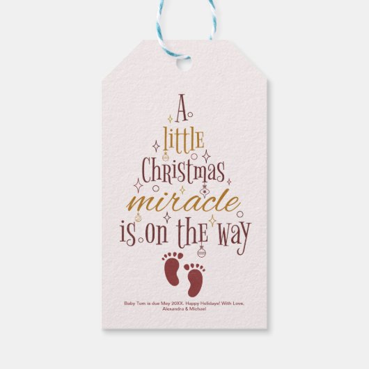 Kerst wonder zwangerschap aankondiging cadeaulabel (Achterkant)