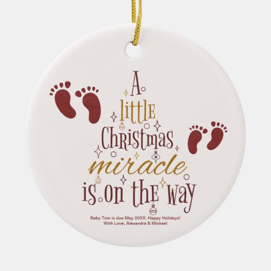 Kerst wonder zwangerschap aankondiging keramisch ornament (Voorkant)