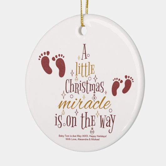 Kerst wonder zwangerschap aankondiging keramisch ornament (Links)