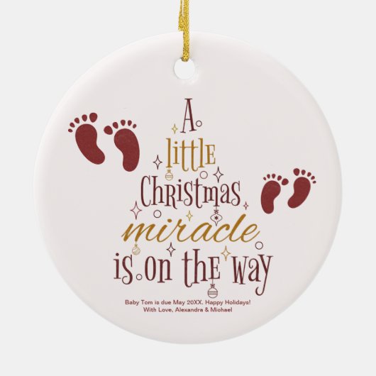 Kerst wonder zwangerschap aankondiging keramisch ornament (Achterkant)