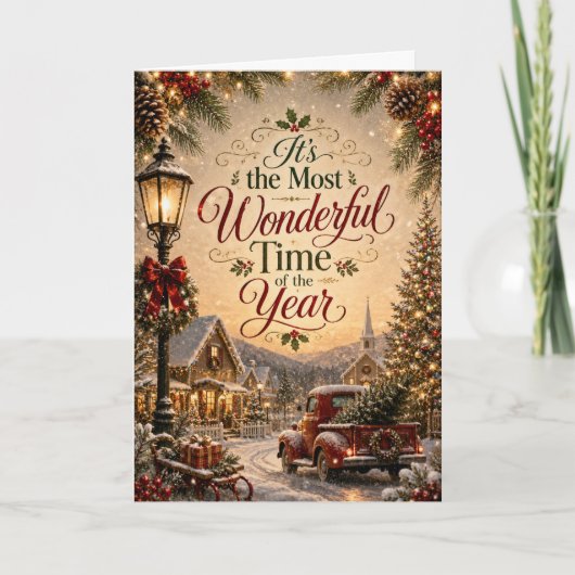 Kerst Wonderbare Tijd Kerstfeest Kaart (Voorkant)