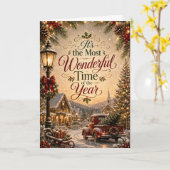 Kerst Wonderbare Tijd Kerstfeest Kaart (Gele Bloem)