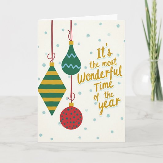 Kerst Wonderbare Tijd Ornamenten Kaart (Voorkant)