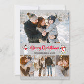 Kerst Wonderland Sneeuwman Pinguïn 4 Foto Feestdagenkaart (Voorkant)