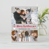 Kerst Wonderland Sneeuwman Pinguïn 4 Foto Feestdagenkaart (Staand voorkant)