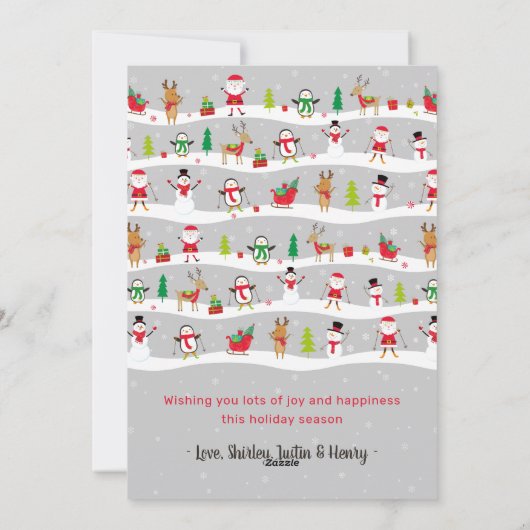 Kerst Wonderland Sneeuwman Pinguïn 4 Foto Feestdagenkaart (Achterkant)