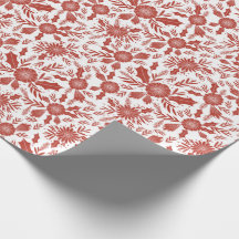 Kerst Woodcut Botanical Red