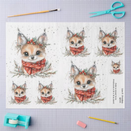 Kerst Woodland Fox en Foliage Tissuepapier (Craft)