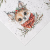 Kerst Woodland Fox en Foliage Tissuepapier (Detail)