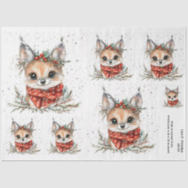 Kerst Woodland Fox en Foliage Tissuepapier