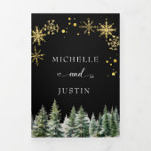 Kerst Woodland Pine Trees Wedding Drieluik Uitnodiging (Cover)
