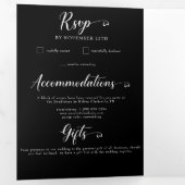 Kerst Woodland Pine Trees Wedding Drieluik Uitnodiging (Binnenzijde eerst)