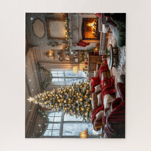Kerst woonkamer puzzel legpuzzel (Verticaal)