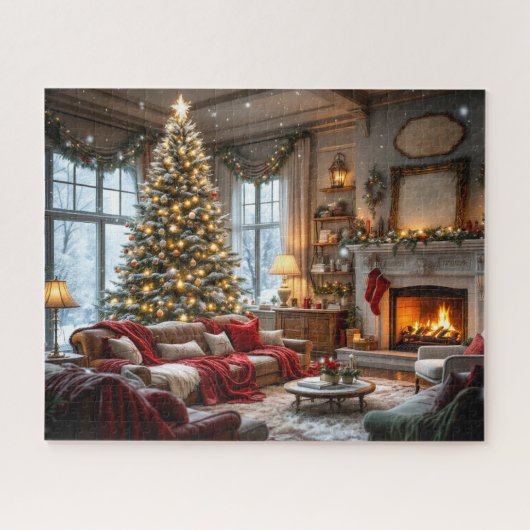 Kerst woonkamer puzzel legpuzzel (Horizontaal)