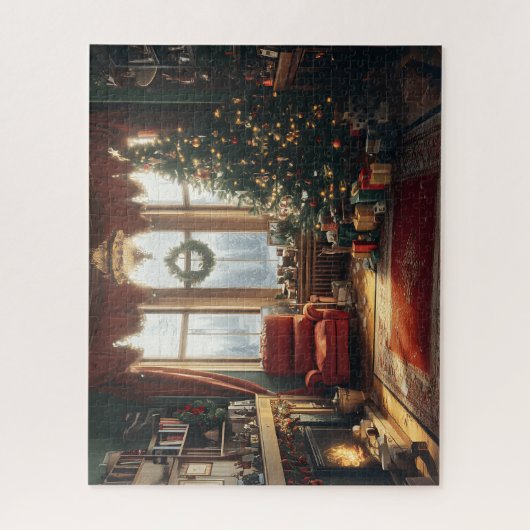 Kerst woonkamer puzzel legpuzzel (Verticaal)