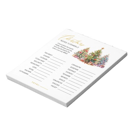 Kerst Woord Scramble Tear Away Party Game Notitieblok (Linkerzijde)