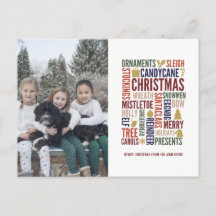 Kerst woorden Vakantie Foto Ansichtkaart