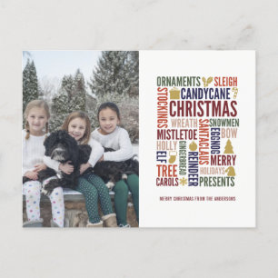 Kerst woorden Vakantie Foto Ansichtkaart Feestdagenkaart