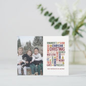 Kerst woorden Vakantiefoto kerstkaart Feestdagenkaart (Staand voorkant)