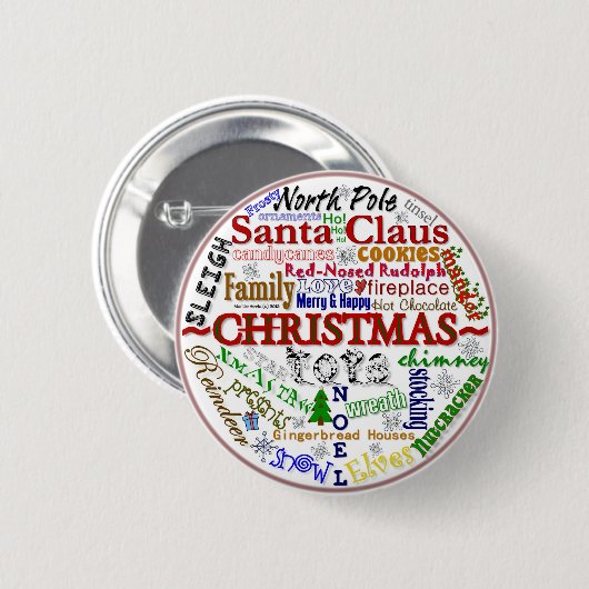 Kerst Word-Art - Button (Voorkant /achterkant)