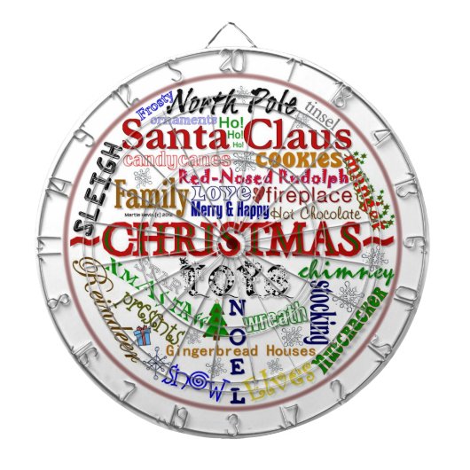 Kerst Word-Art - Dart Board Dartbord (Voorkant)