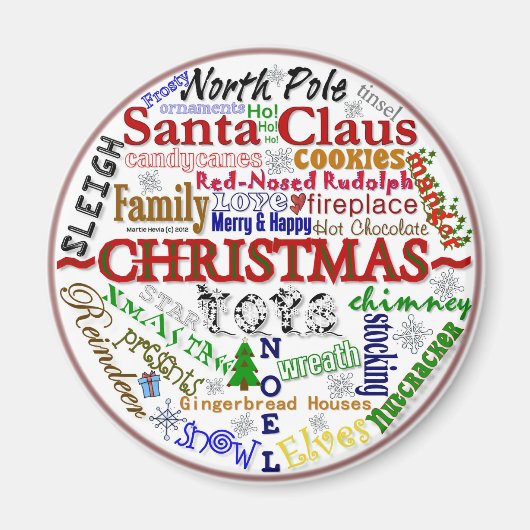 Kerst Word-Art - Magnet (Voorkant)