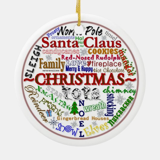 Kerst Word-Art (Personaliseer met uw foto) Keramisch Ornament (Achterkant)