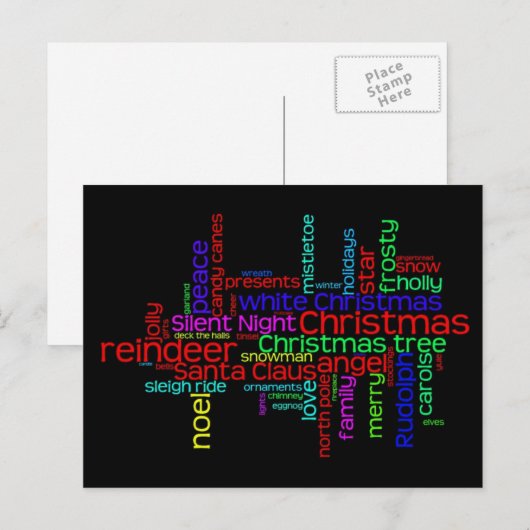 Kerst Word Cloud Briefkaart (Voorkant / Achterkant)