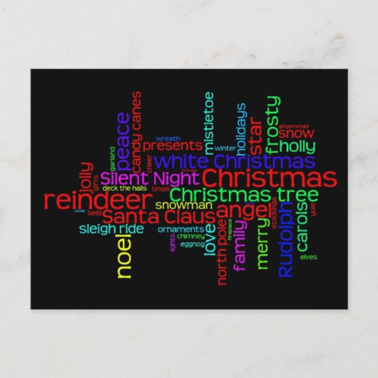 Kerst Word Cloud Briefkaart (Voorkant)