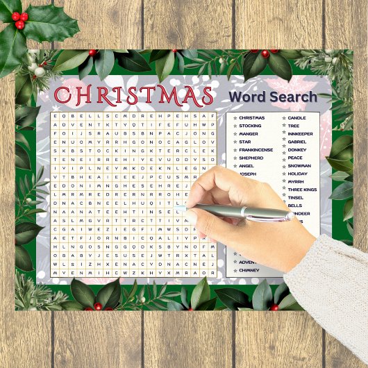 Kerst Word Zoeken Puzzel Feestelijke activiteit Poster
